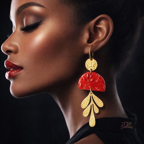 Boucles d'oreille en pâte polymère faites main collection oleflores