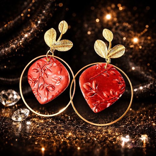 Boucles d'oreille en pâte polymère faites main collection oleflores