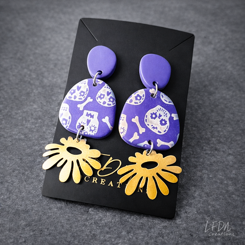 Boucles d'oreille polymère el dia de los muertos