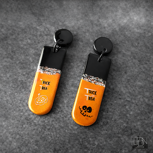 Boucles d'oreille polymère halloween trick or treat