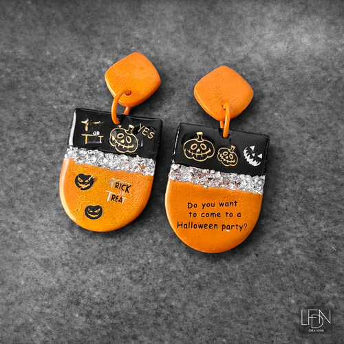 Boucles d'oreille polymère trick or treat halloween