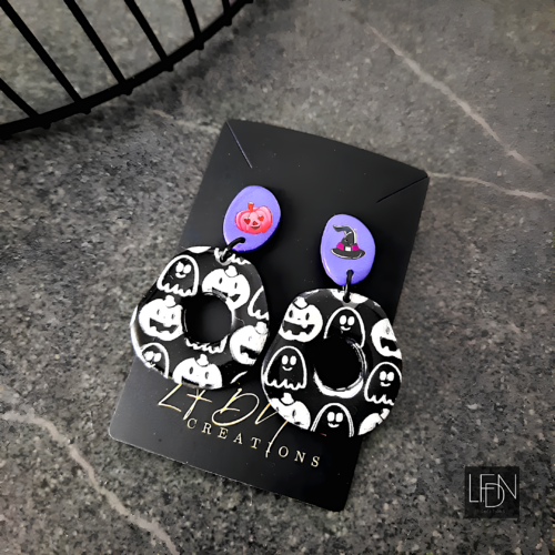 Boucles d'oreille polymère sirit o' lantern halloween