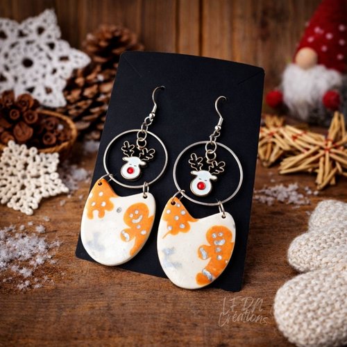 Boucles d'oreille esprit de noël gingerbread