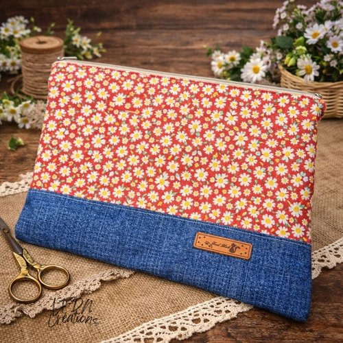 Grande housse, étui, pochette pour tablette/ipad & livre fait main en tissu