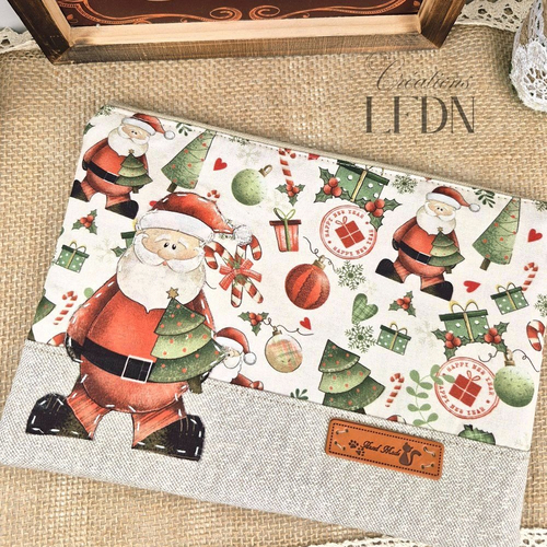 Trousse maquillage de noël en tissus fait main