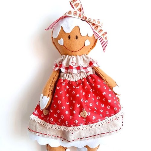 Poupée gingerbread, décoration noël gingerbread, noël fait main