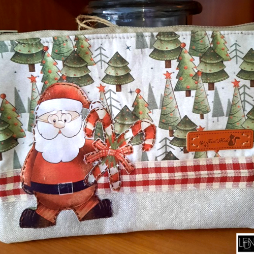 Trousse à maquillage en tissus de noël