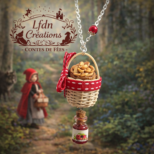 Collier panier petit chaperon rouge - destock