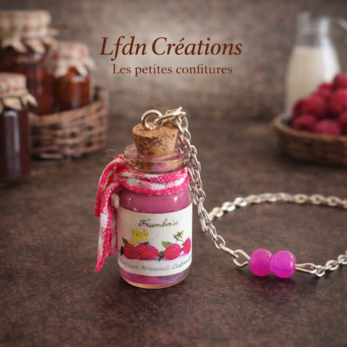 Collier fiole confiture framboise miniature – destock