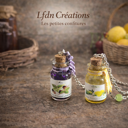 Colliers mini pots de confiture faits main - destock