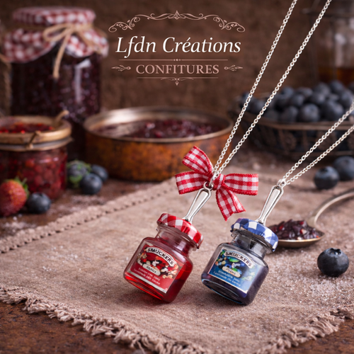 Colliers mini pots de confiture faits main - destock