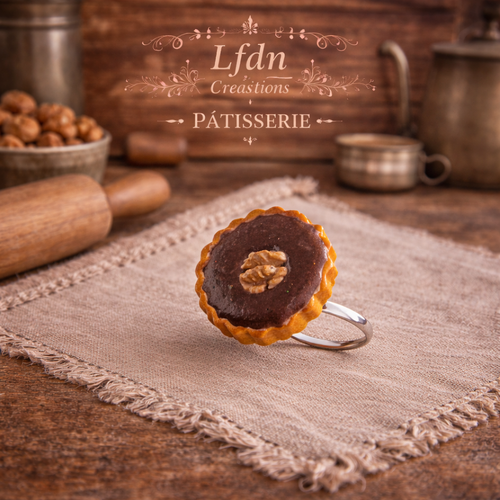 Bague tarte chocolat noix - destock