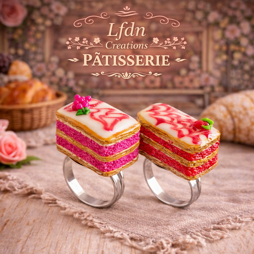 Bague millefeuille fraise ou framboise - destock