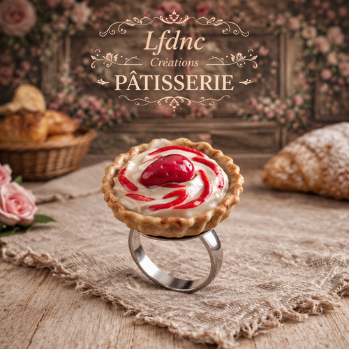Bague tarte chantilly fraise - destock
