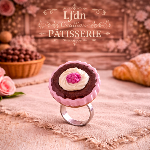 Bague tarte chocolat framboise - destock