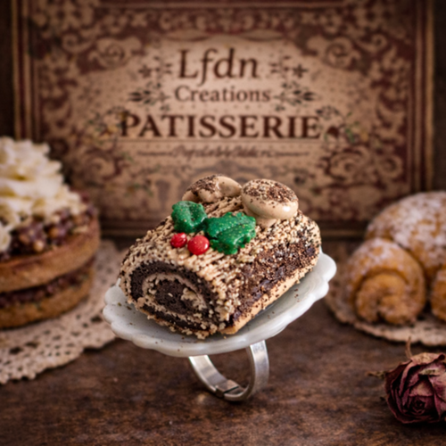 Bague bûche de noël sur assiette – destock