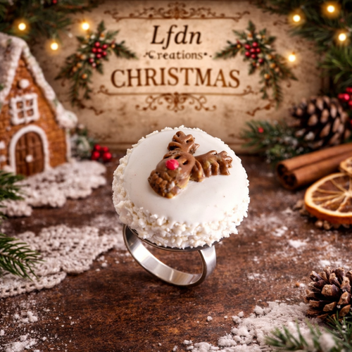 Bague macaron blanc renne rudolph – destock