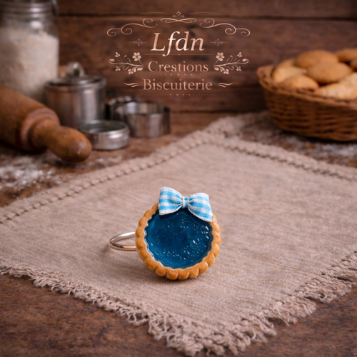 Bague biscuit tartelette bleue - destock
