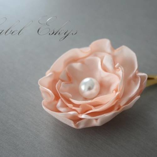 Barrette Fleur Rose Corail Enfant Bebe Bapteme Mariage Cortege Un Grand Marche