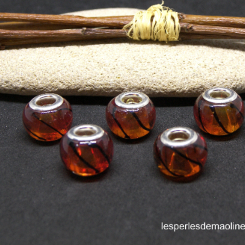 LOT 2 PERLES VERRE LAMPWORK 20mm CARRE PLAT TRANSLUCIDE ARGENTE ROUGE //3