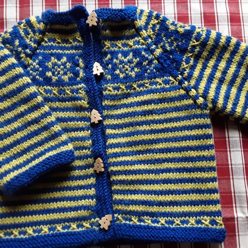 Gilet Bebe Jacquard Fille Ou Garcon Gilet Norvegien 6 9 Mois Tricot Main Bebe Layette Cadeau De Naissance Un Grand Marche