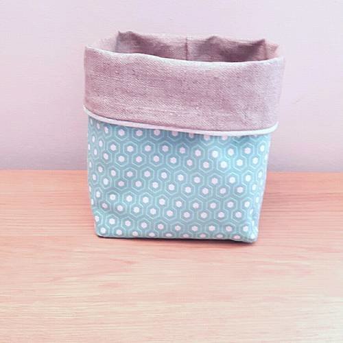 Panière, vide poche, panier de rangement imprimé alvéoles turquoise