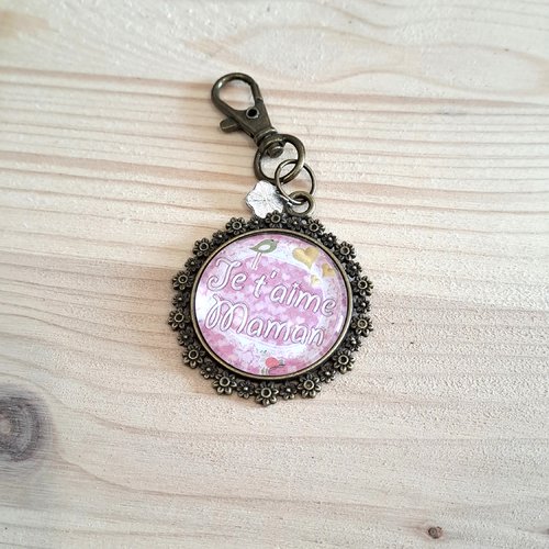 Porte clef bijoux de sac je t'aime maman