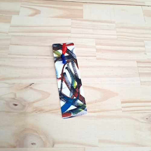 Marque page peinture abstraite perles bleus