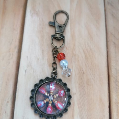 Porte clé cabochon perles multicolores, petit cadeau accessoire clés