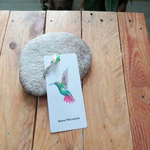 Marque-pages papier colibris, signet plastifié oiseau we