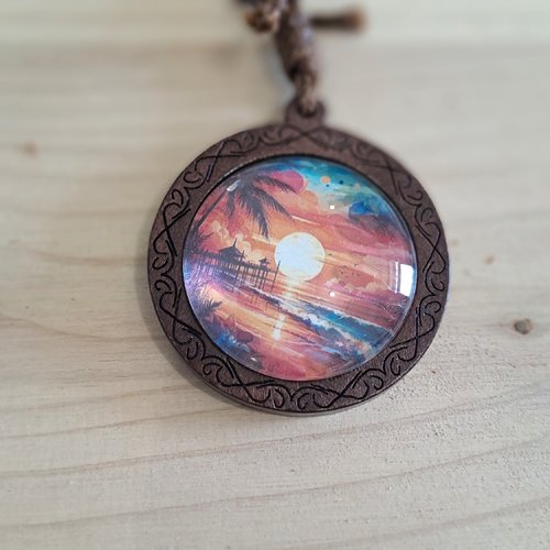 Collier cabochon femme couché de soleil