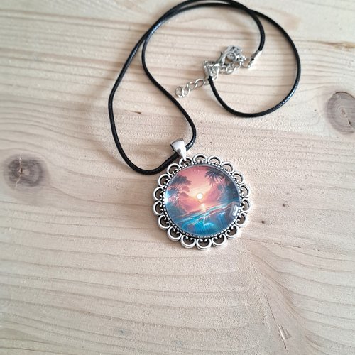 Collier cabochon femme couché de soleil