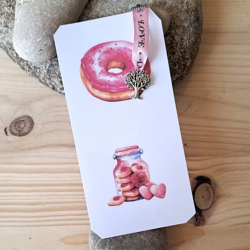 Marque-page donut rose , cadeau noël