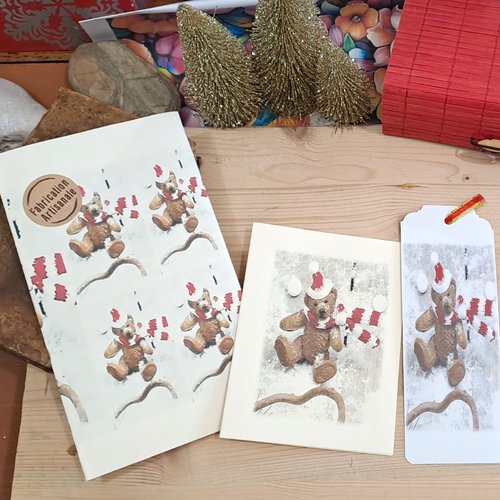 Carte et marque pages père noël rouge