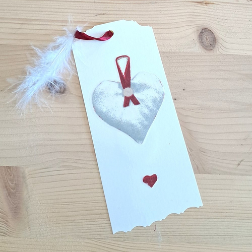 Marque pages cœur blanc et rouge noël
