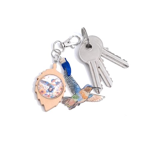 Porte clé, bijoux de sac colibris