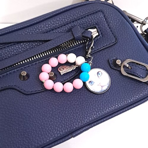 Porte clé, bijoux de sac chat blanc
