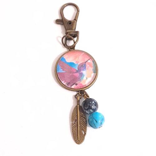 Porte clef, bijoux de sac colibris