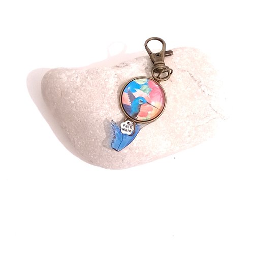 Porte clef petit colibris bleu