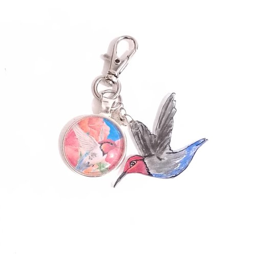 Porte clef colibris gris