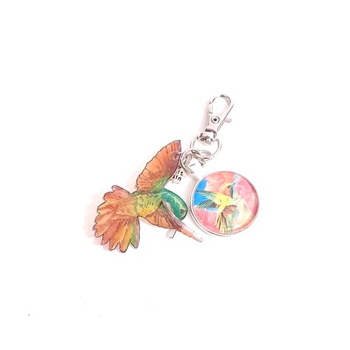 Porte clef colibris marron