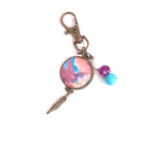 Porte clef colibris violet