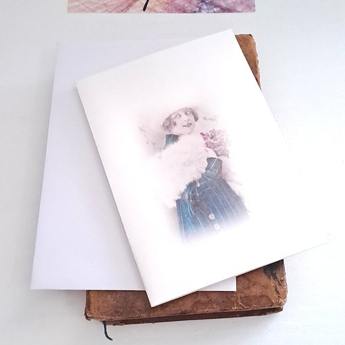 Marque page femme vintage saint valentin avec carte assortie