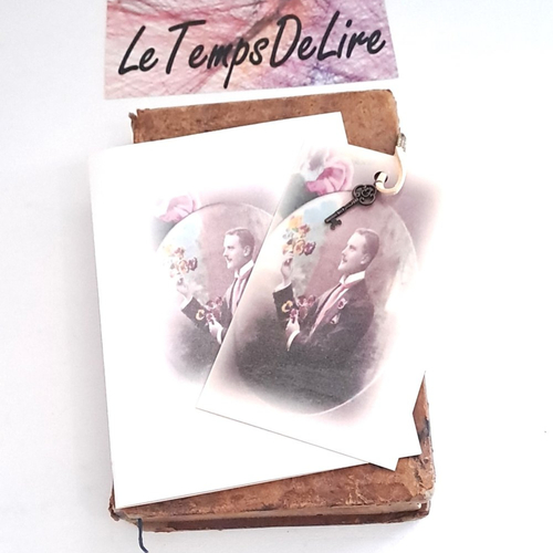 Marque page vintage saint valentin avec carte assortie