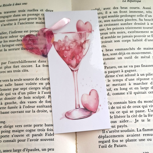 Marque-pages champagne et cœurs
