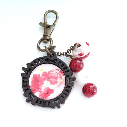 Porte clef  coquelicots