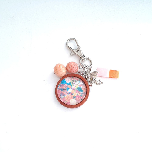 Porte clef papillon fleurs