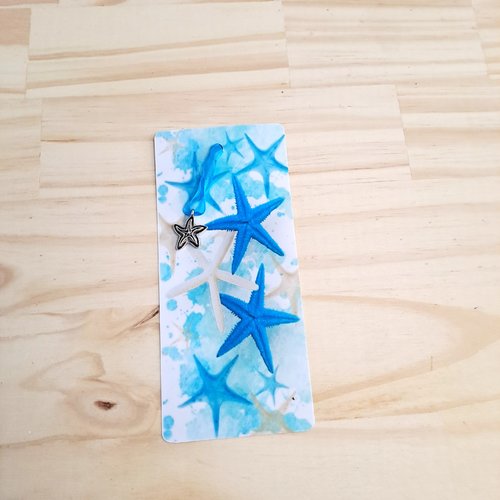 Marque-pages papier étoiles de mer bleu