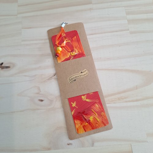 Marque-pages papier peint à la main orange