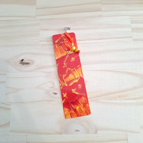 Marque-pages papier peint à la main orange